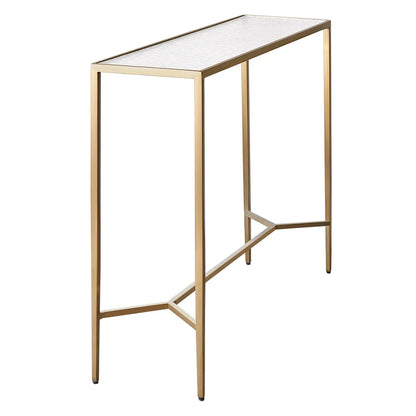 Chloe Rippled Glass Console Table - Large Gold