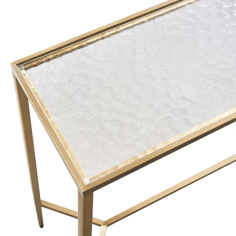 Chloe Rippled Glass Console Table - Large Gold