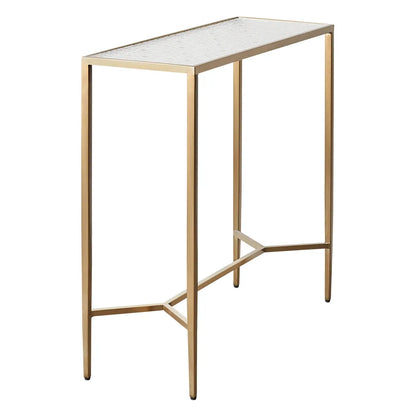 Chloe Rippled Glass Console Table - Small Gold