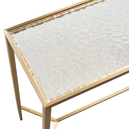 Chloe Rippled Glass Console Table - Small Gold