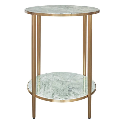 Chloe Dusty Jade Marble Side Table - Gold
