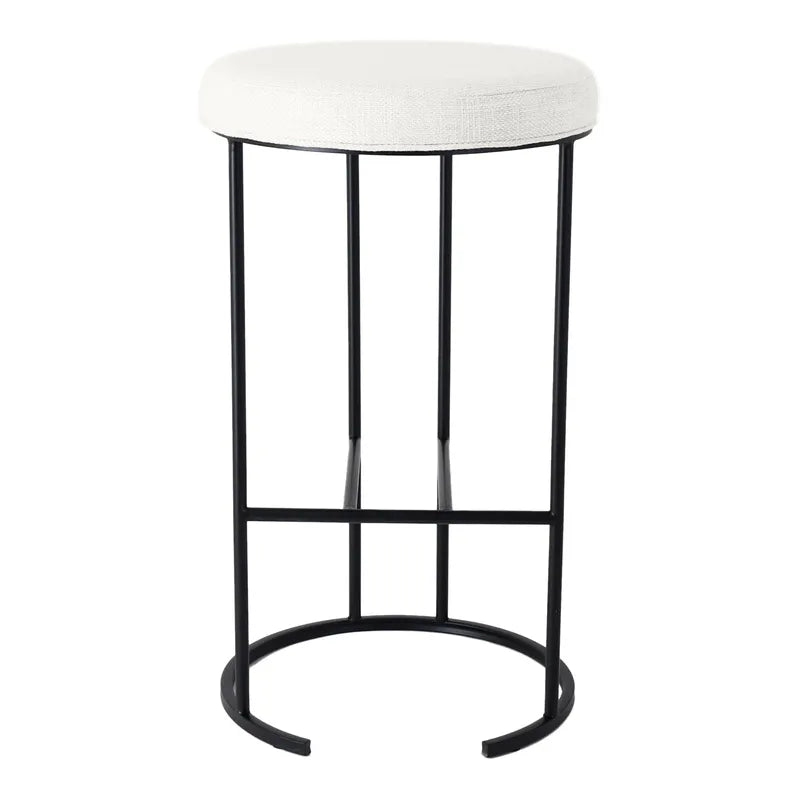 Blackley Black Iron Bar Stool - Natural Linen