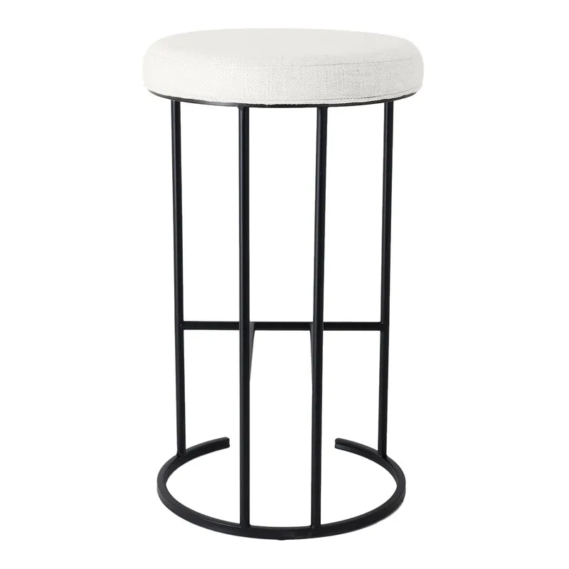 Blackley Black Iron Bar Stool - Natural Linen