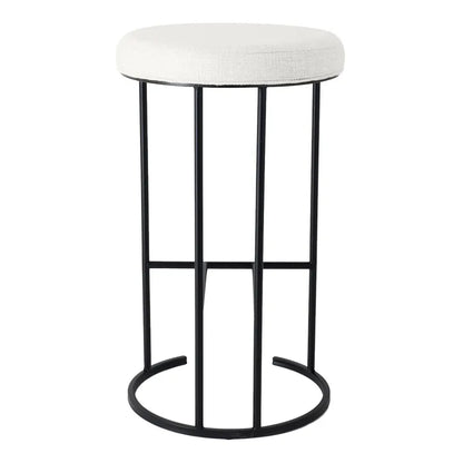 Blackley Black Iron Bar Stool - Natural Linen