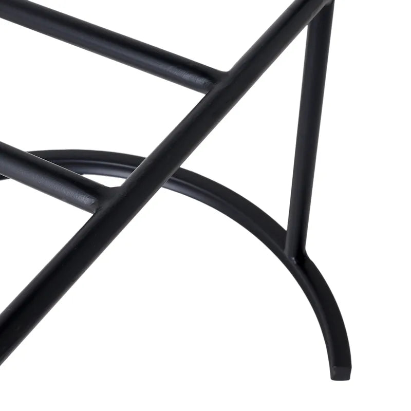 Blackley Black Iron Bar Stool - Natural Linen