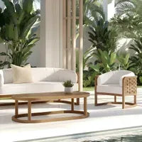 Weave Teak Outdoor Sofa